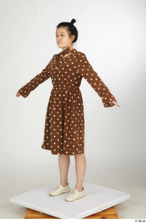  Aera brown dots dress casual dressed standing white oxford shoes whole body 0010.jpg